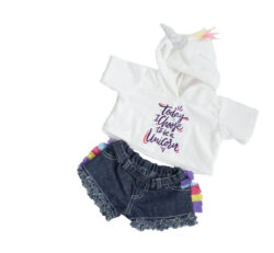 16" Unicorn Hoodie with Jean Shorts